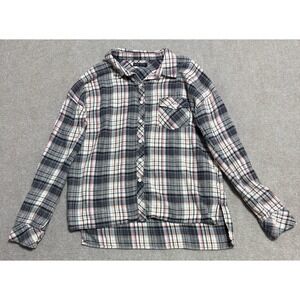 Volcom Shirt Womens Small Gray‎ Plaid Long Sleeve Button Up Flannel Casual Top